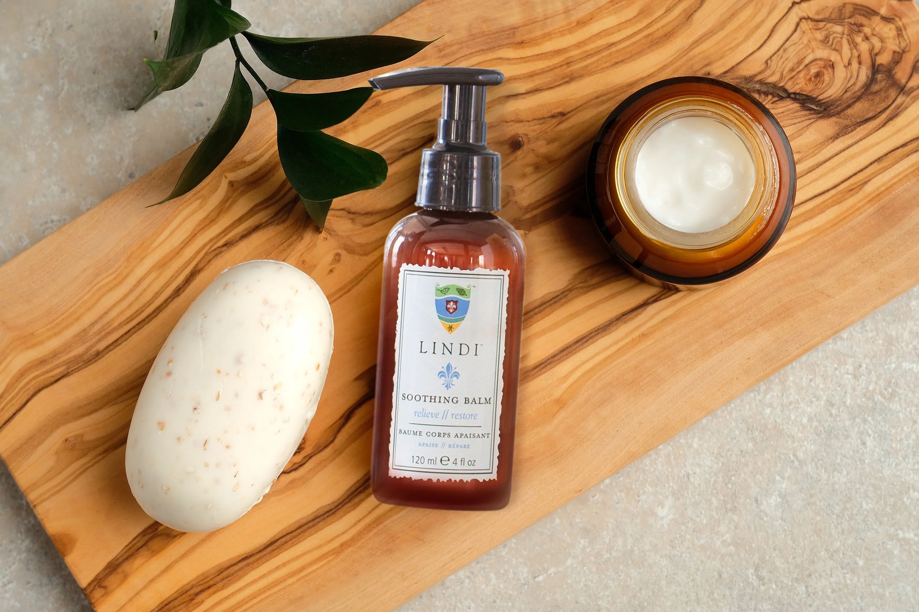Balm, soap and leaves